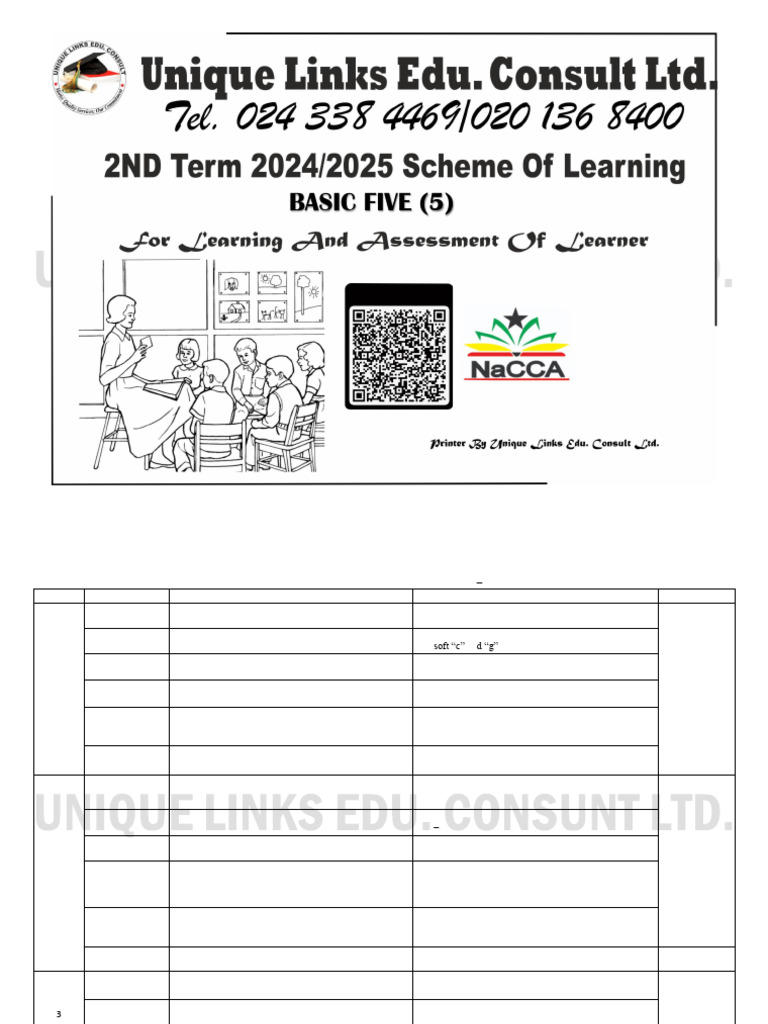 Basic Five English Learning Scheme 2025 | PDF | Rectangle | Word