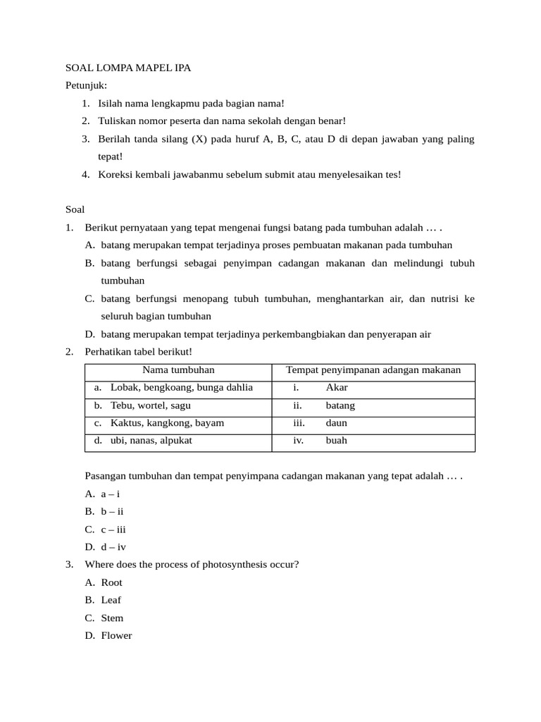 Soal Ujian Mapel IPA untuk Siswa | PDF