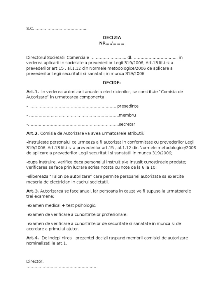 Decizie comisie de autorizare electricieni pdf
