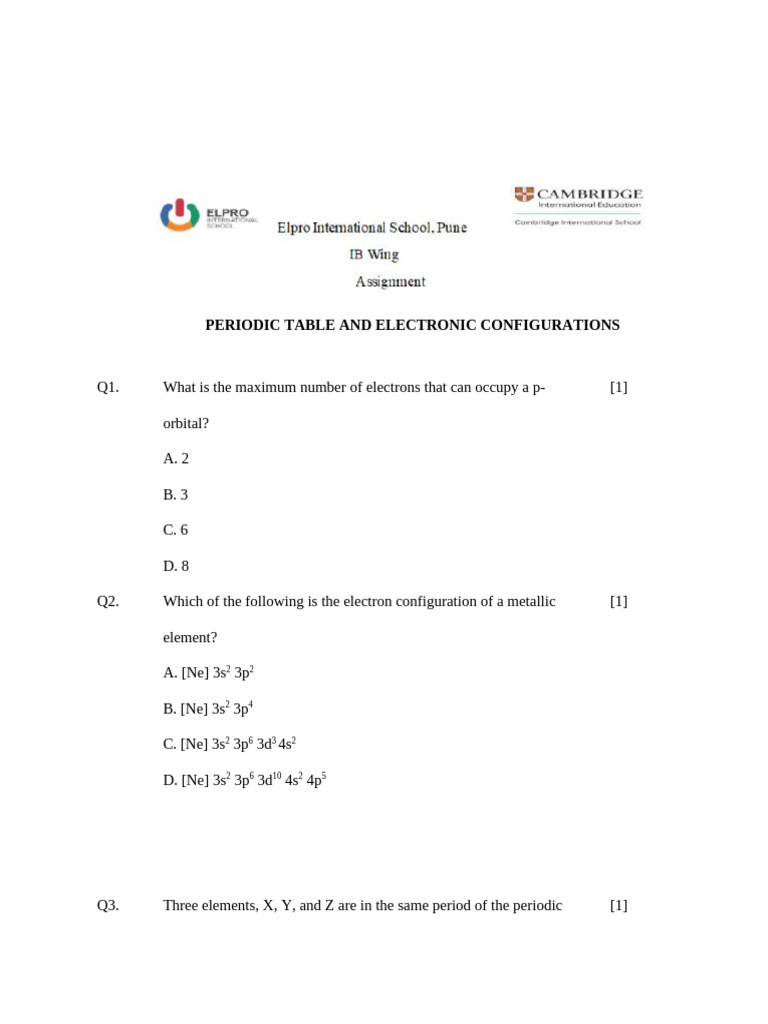 Periodic Table & Electron Configurations | PDF