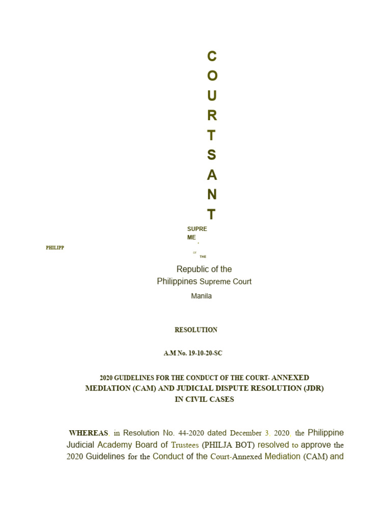 Cam & JDR | PDF | Mediation | Lawsuit