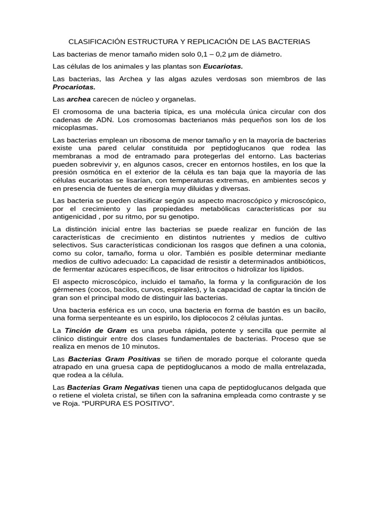 Clasificación y Estructura de Bacterias | PDF | Las bacterias ...