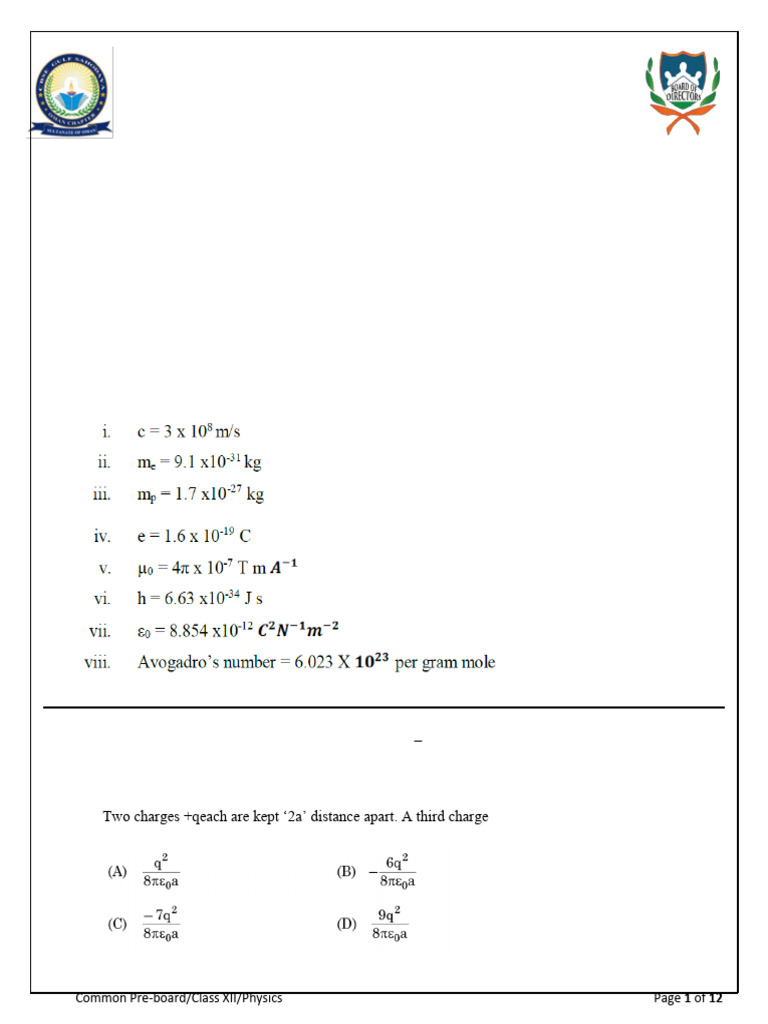 2024 2025 Class Xii Physics Common Pre Board Exam 241211 145604 | PDF ...