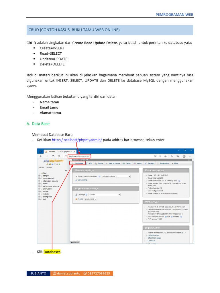 Panduan CRUD Buku Tamu Web PHP | PDF