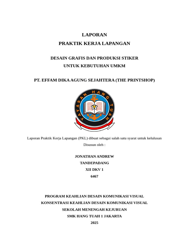 Laporan PKL Desain Grafis di Percetakan | PDF