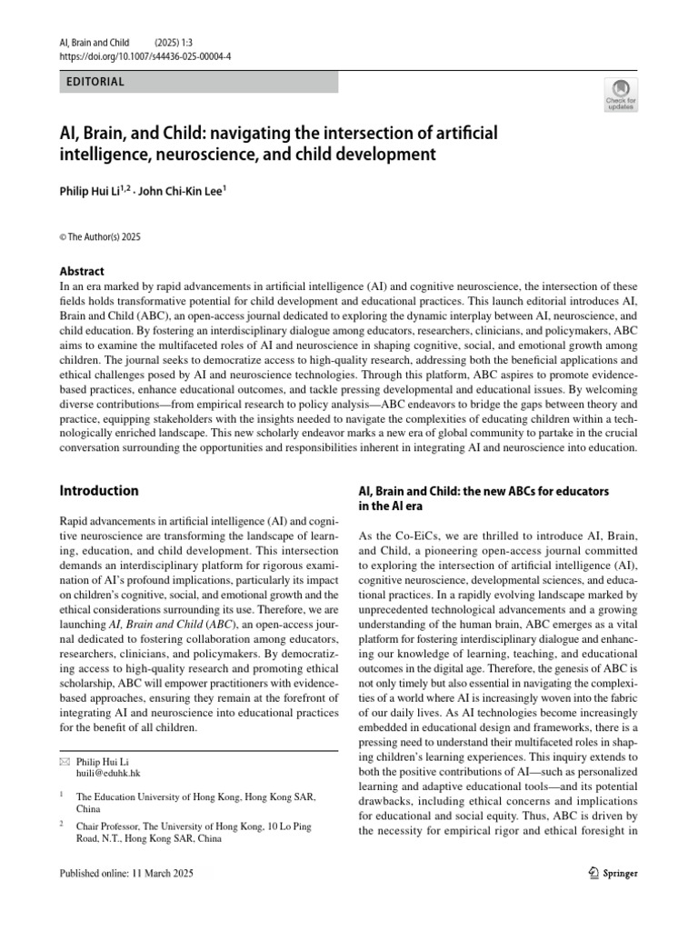 AI, Brain, and Child Navigating The Intersection of Artificial ...