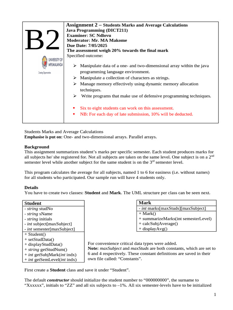 Java Student Marks Average Calculation | PDF | Constructor (Object ...