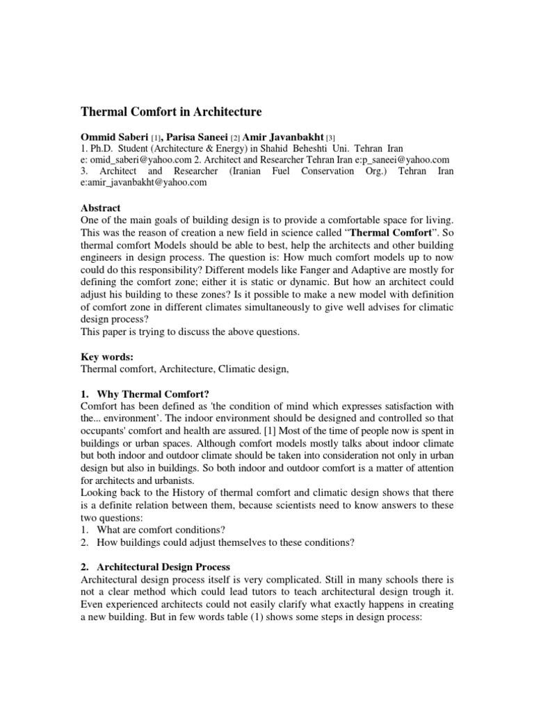 Thermal Comfort in Architectural Design | PDF | Air Conditioning ...