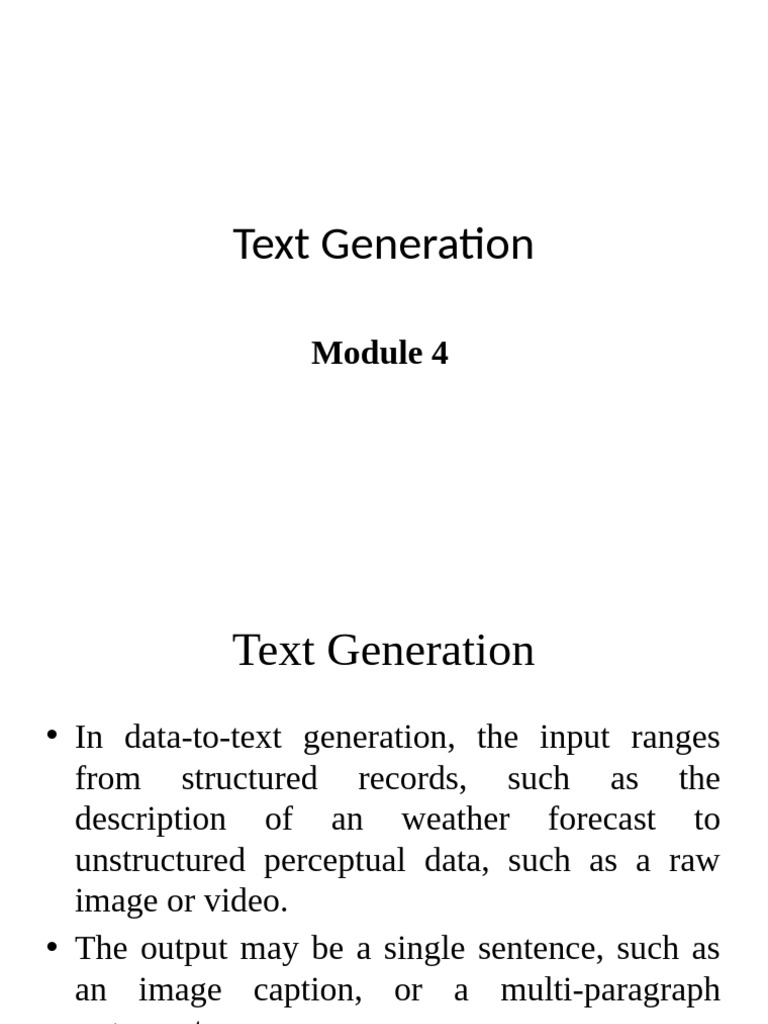 Visual Reference: Overview Of Text Generation Techniques Pdf