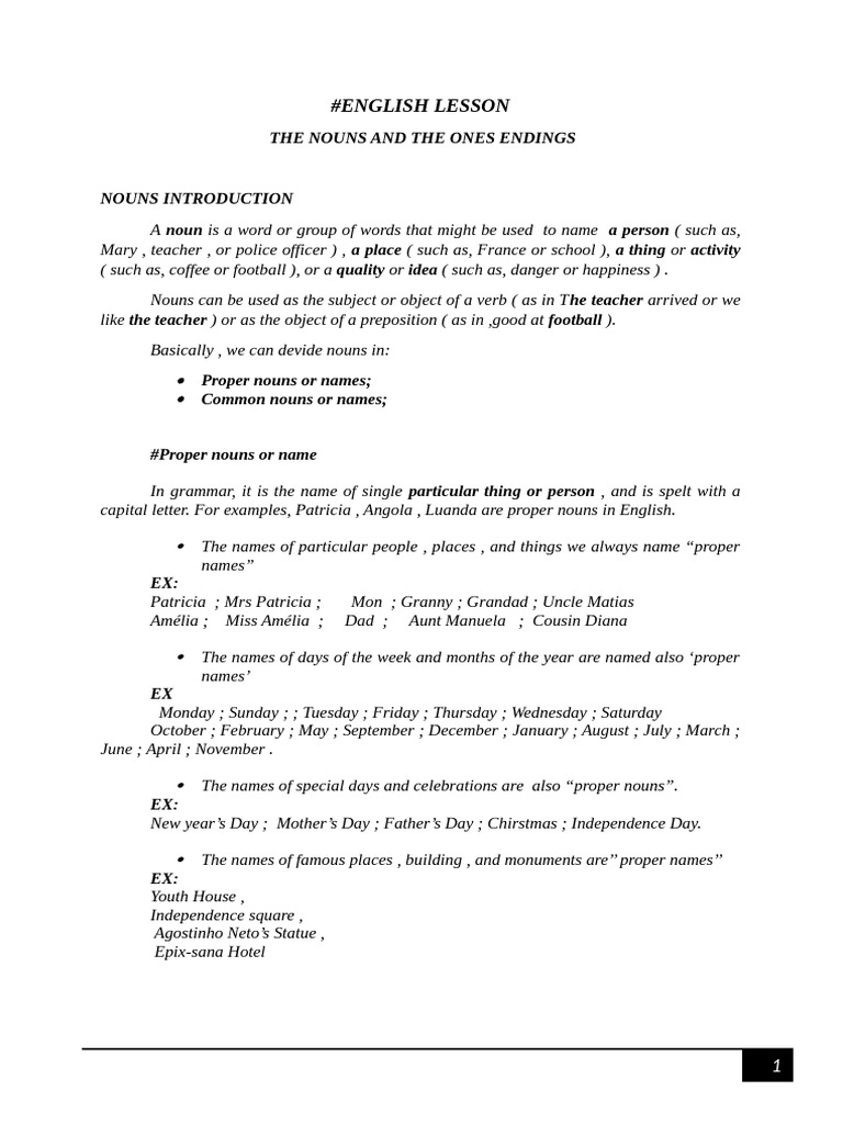 Nouns: Types, Plurals, and Gender | PDF | Grammatical Gender | Plural