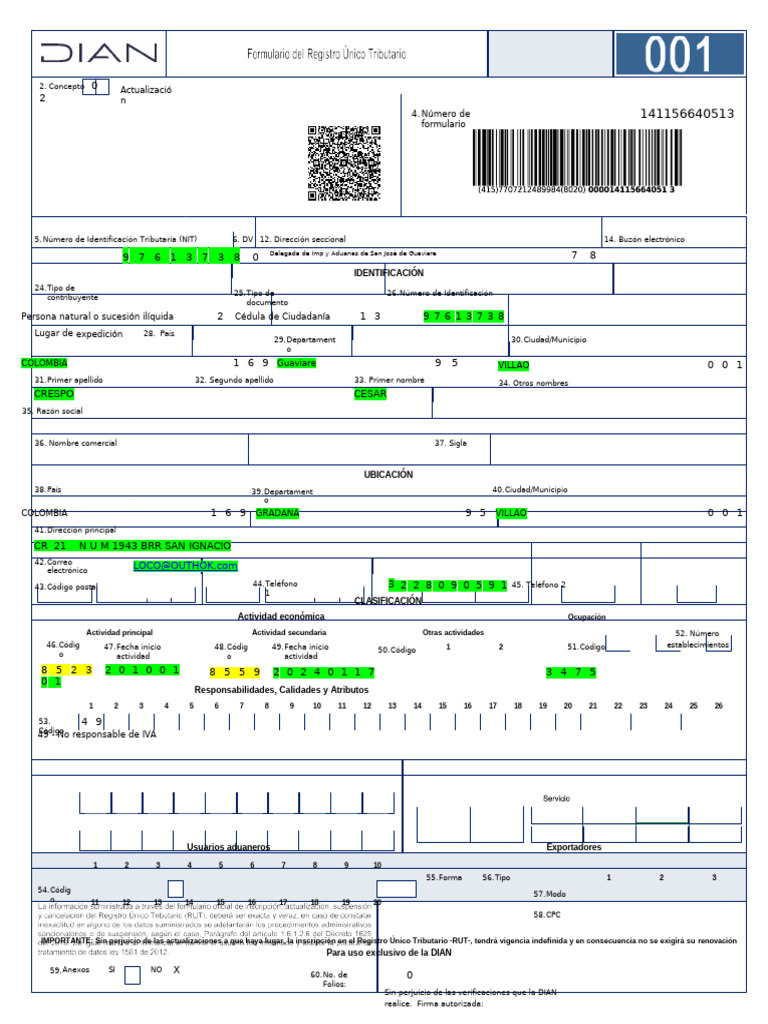 Registro Único Tributario RUT | PDF