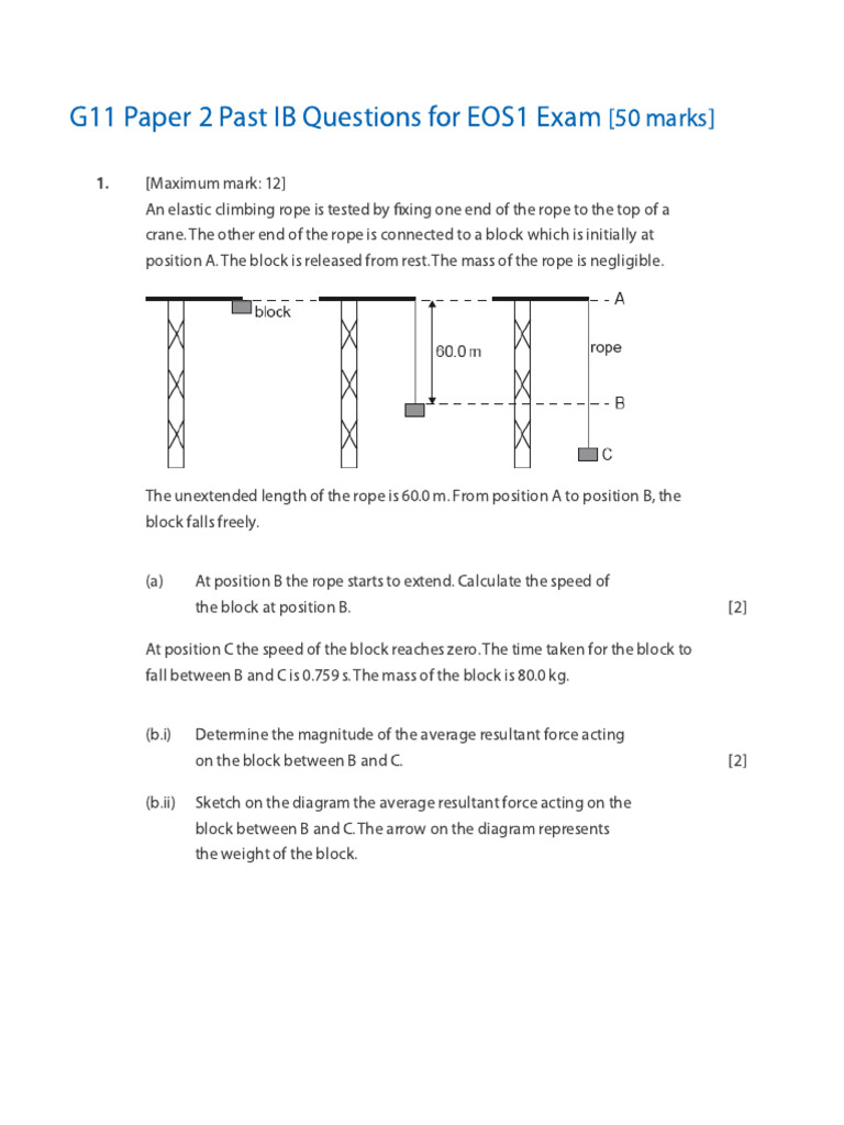 IB Physics G11 Paper 2 Past Exam Questions | PDF | Force | Momentum