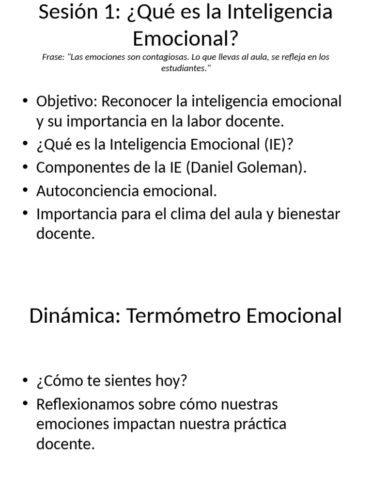 Taller Inteligencia Emocional Docentes | PDF