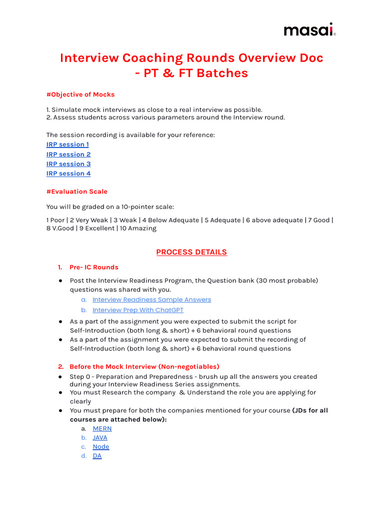 Mock Interview Coaching Guide | PDF