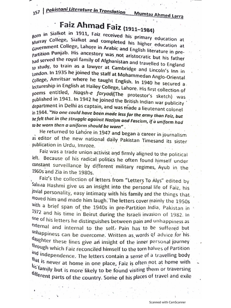 Faiz Ahmad Faiz Complete Introduction+ Poems | PDF