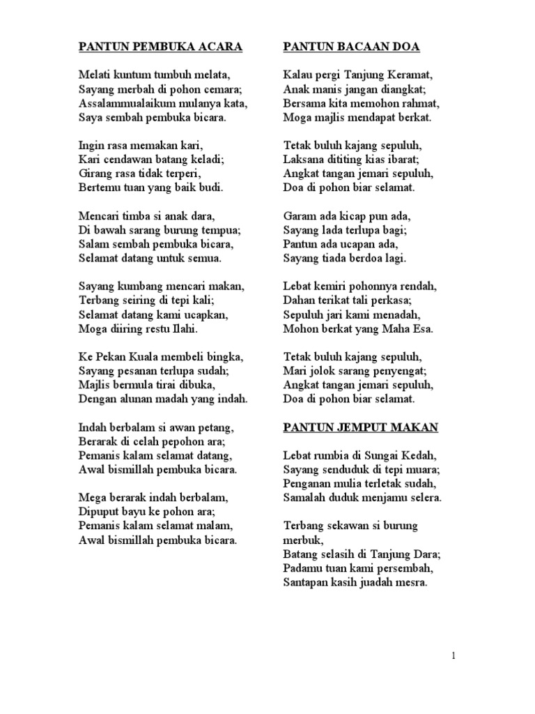 Pantun Pembuka Acara