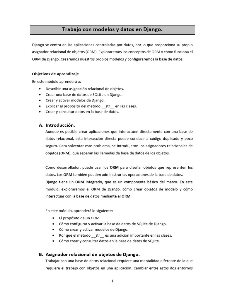 Introducción al ORM en Django | PDF | Bases de datos | SQL