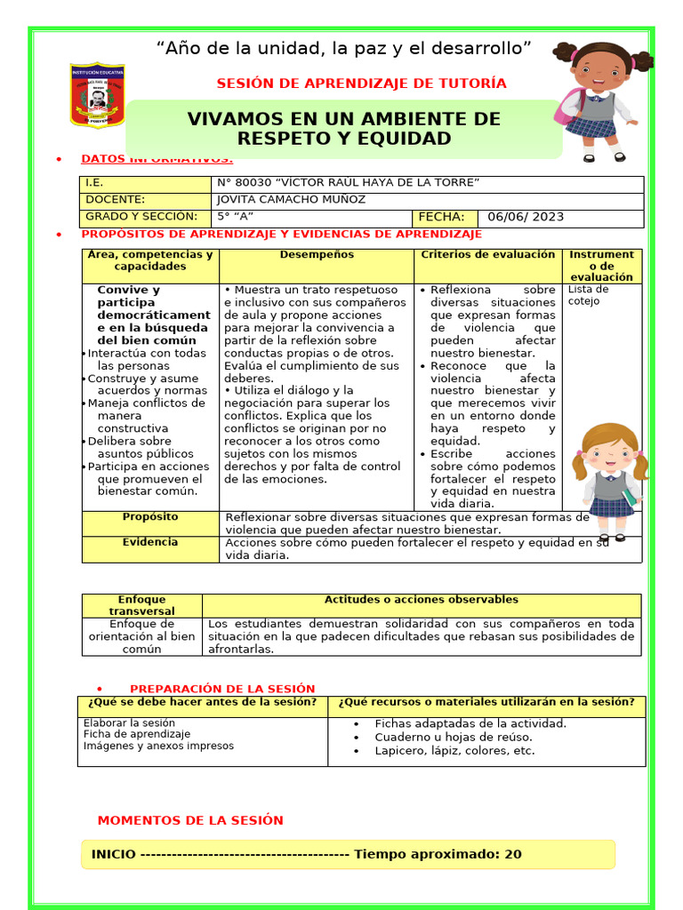 Ses-mart-tut-Vivamos en Un Ambiente de Respeto y Equidad | PDF ...