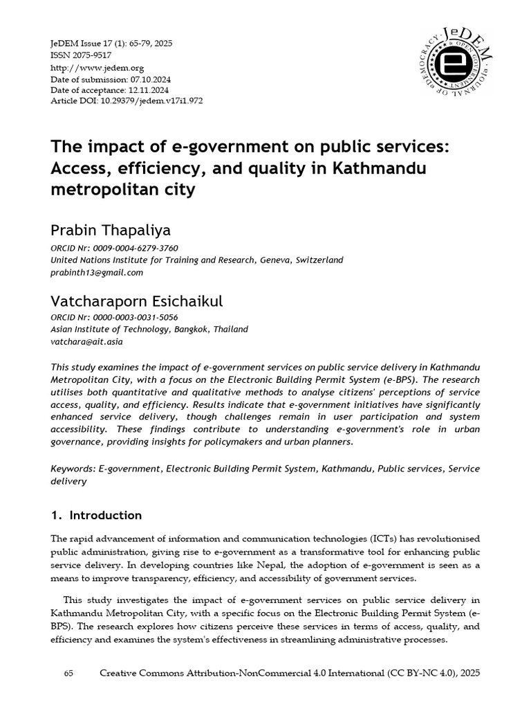 The Impact of E-Government On Public Services Acce | PDF | E Government ...