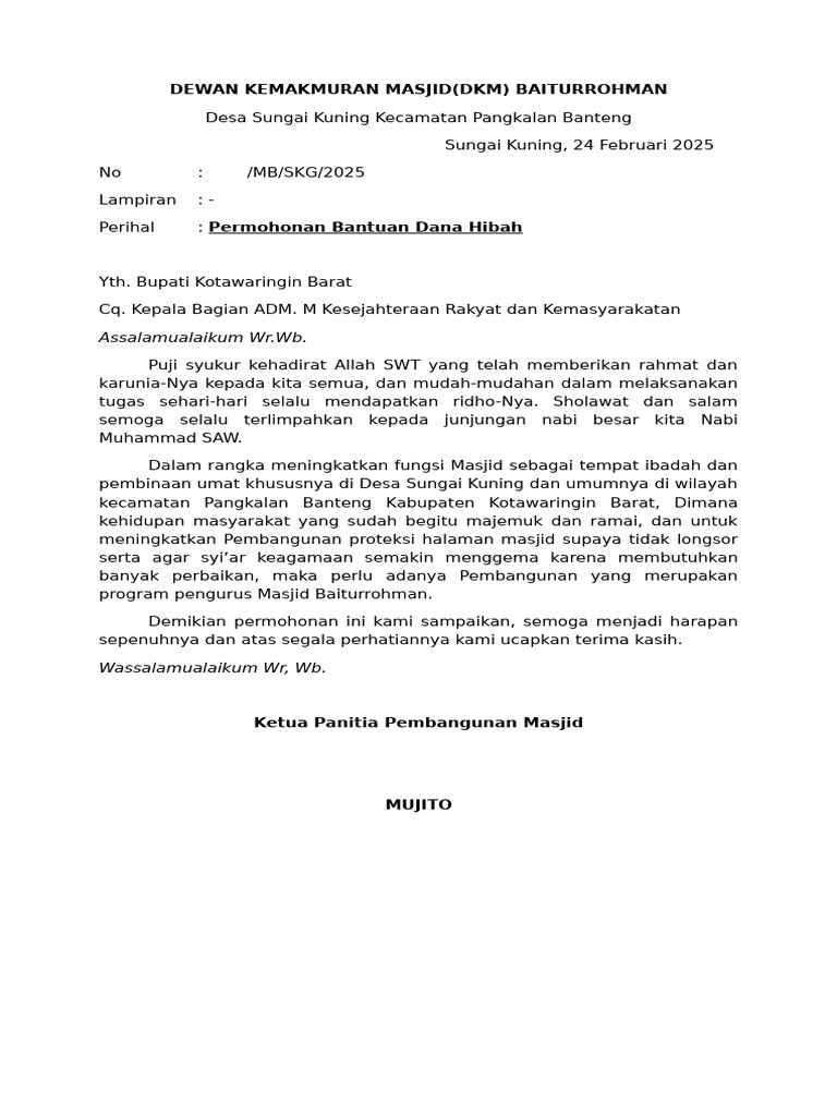 Proposal Pembangunan Masjid 2025 | PDF