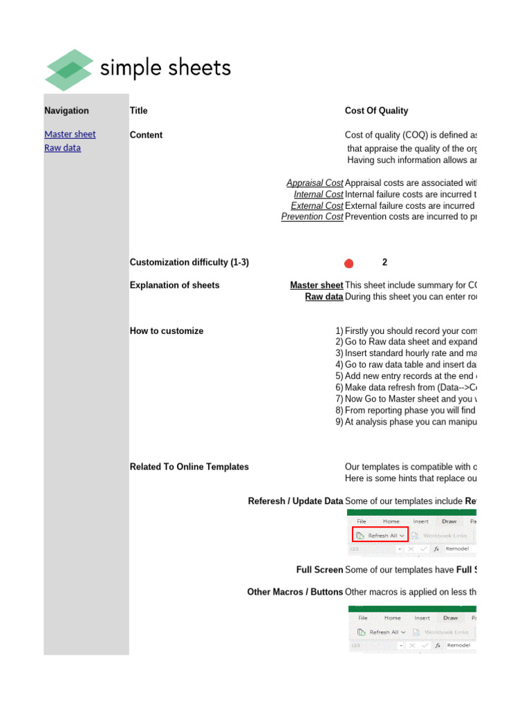 Cost of Quality Analysis Template | PDF | Microsoft Excel | Computing