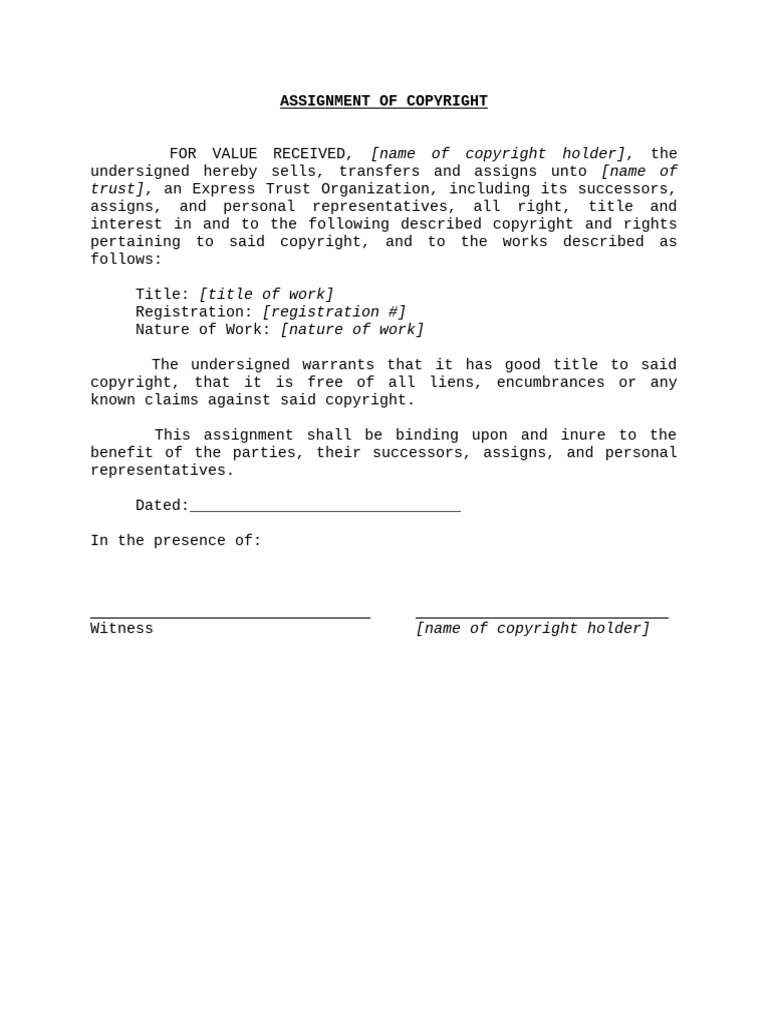Assngmt of Copyright | PDF