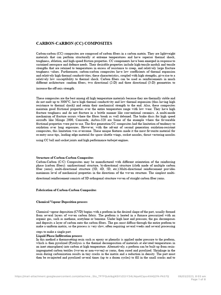 Overview of Carbon-Carbon Composites | PDF | Composite Material | Gel