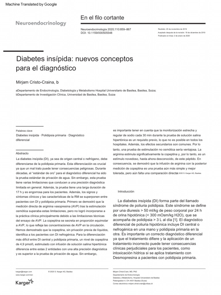 Diabetes Insipidus - New Concepts For Diagnosis | PDF | Diabetes ...