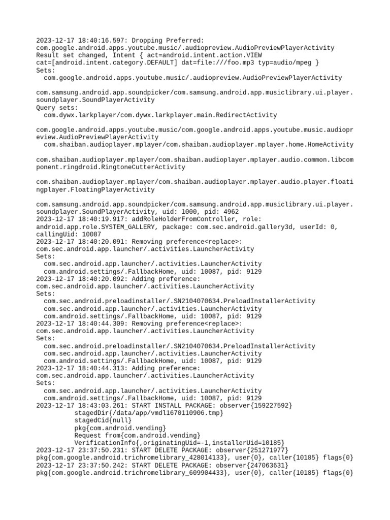 Android Package Installation Logs | PDF | Software | System Software