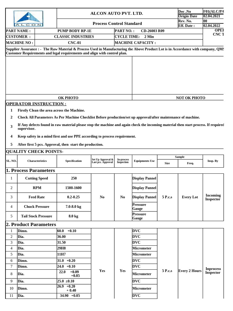 CNC Process Control Standards Document | PDF | Industrial Processes ...
