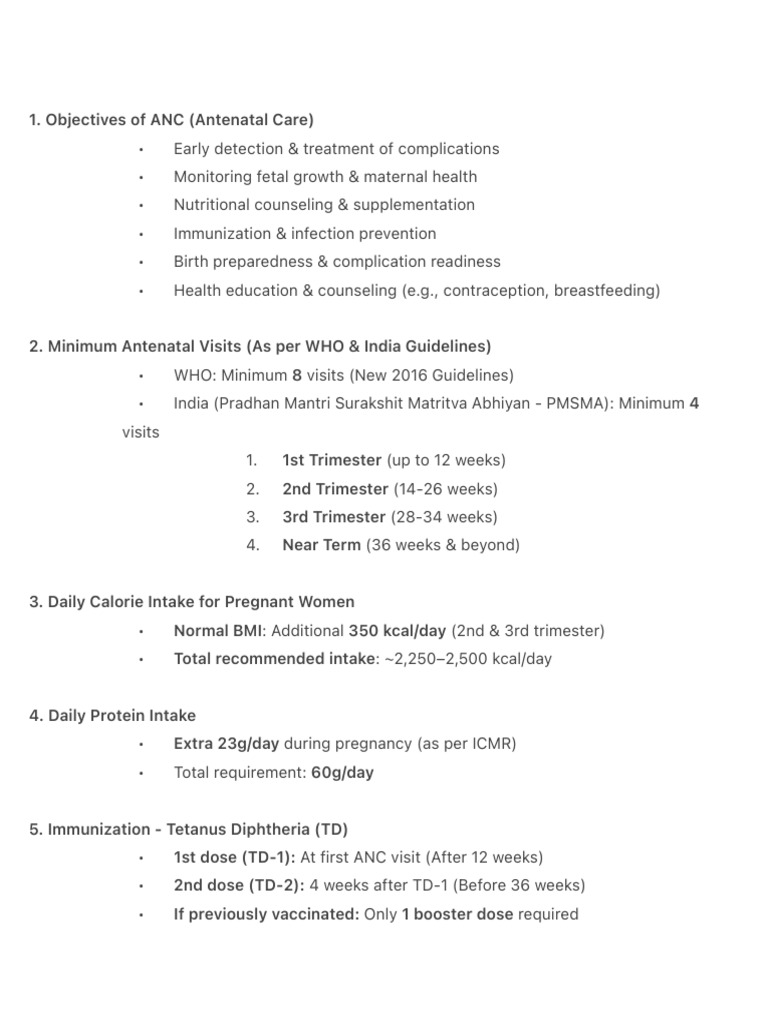 Objectives of Antenatal Care (ANC) | PDF | Pregnancy | Maternal Health