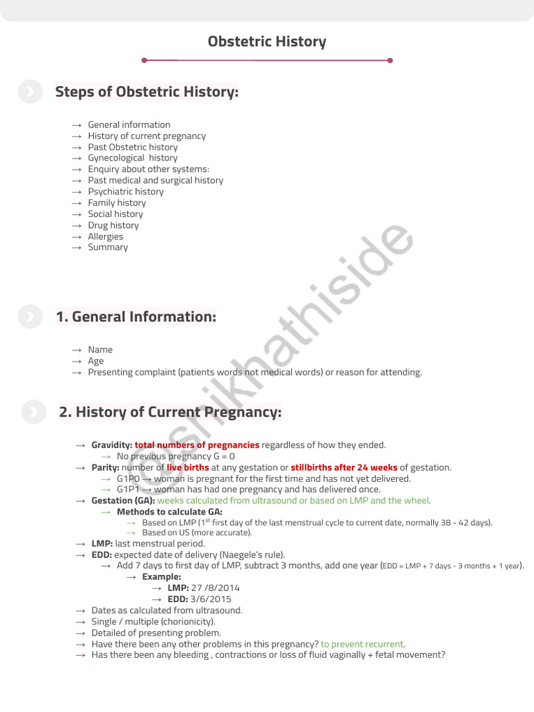Comprehensive Obstetric History Guide | PDF | Childbirth | Pregnancy