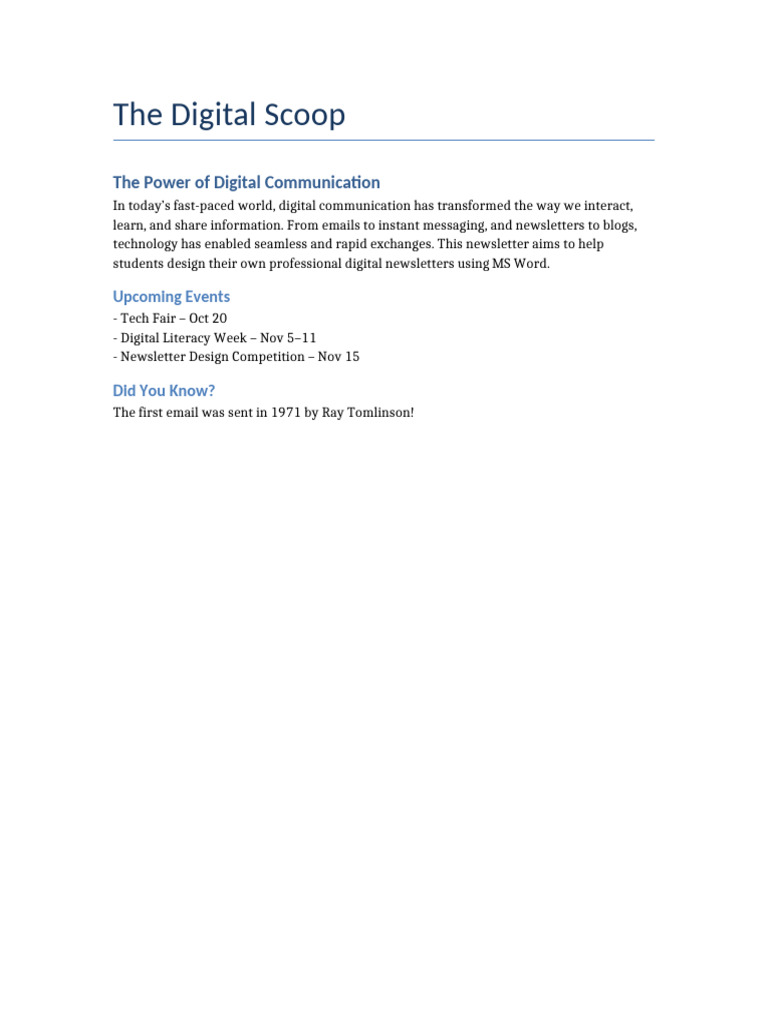 Designing Digital Newsletters for Students | PDF