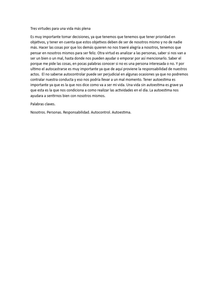 Tres virtudes para una vida plena | PDF