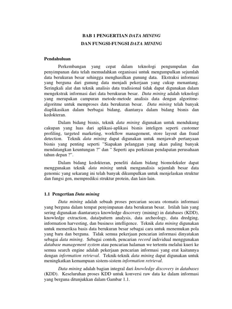 Bab 1 Pengertian Data Mining | PDF