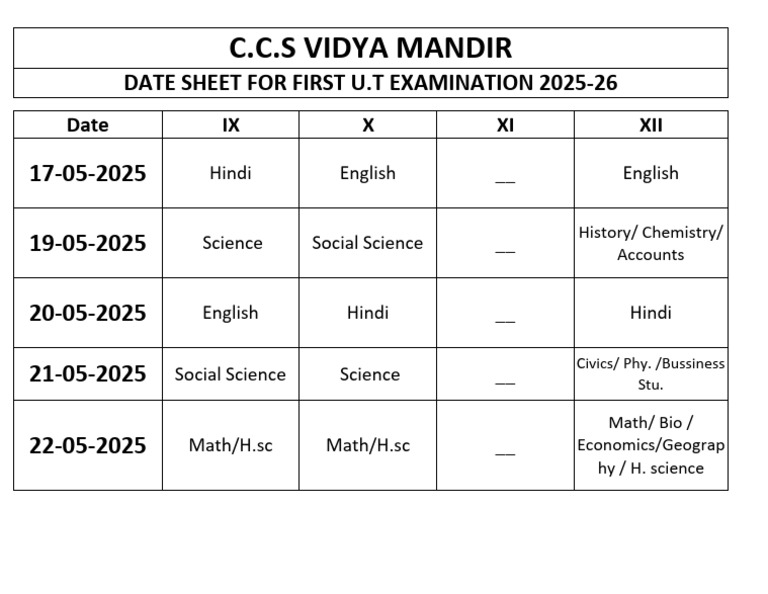 Mardan Board 9th Class Date Sheet 2025 | PDF