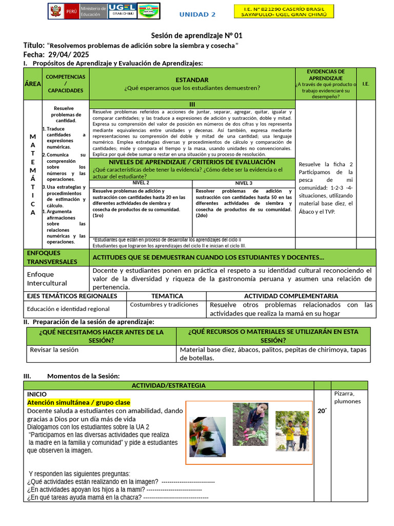Ua2 S A1 Matematica Mayo III | PDF | Aprendizaje | Sustracción