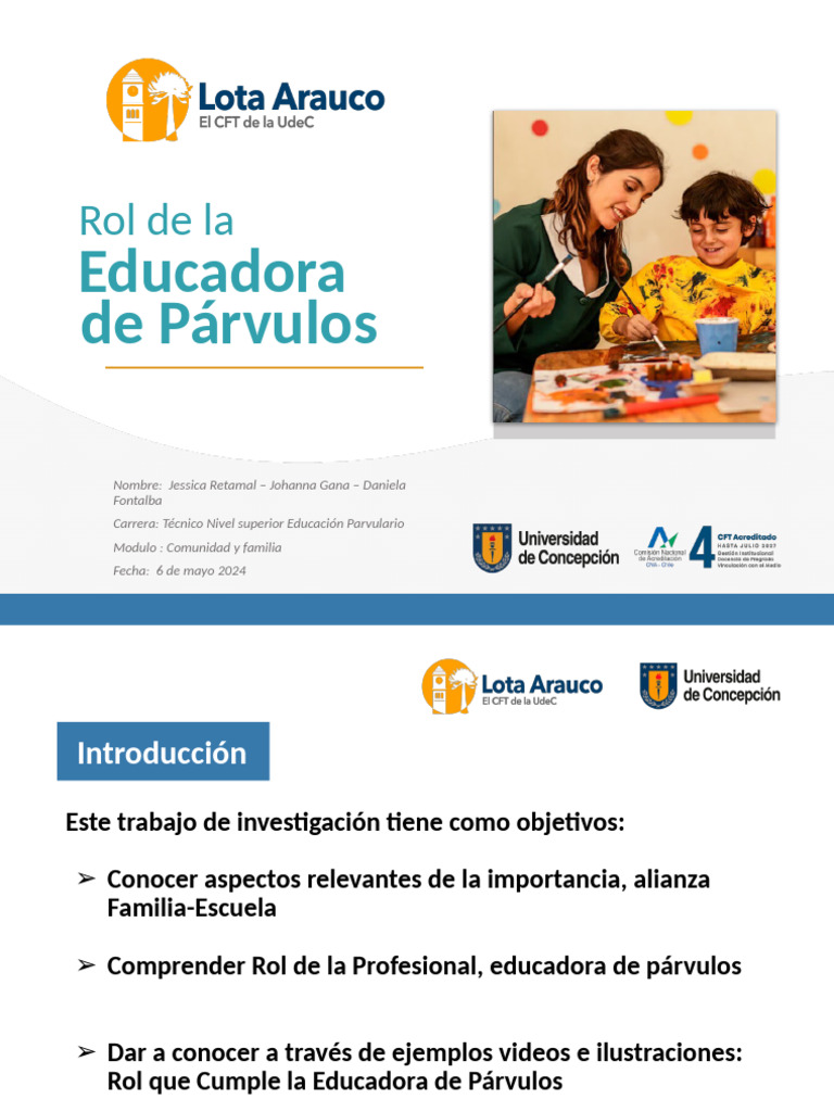 Rol de la Educadora de Párvulos | PDF | Educación de la primera ...