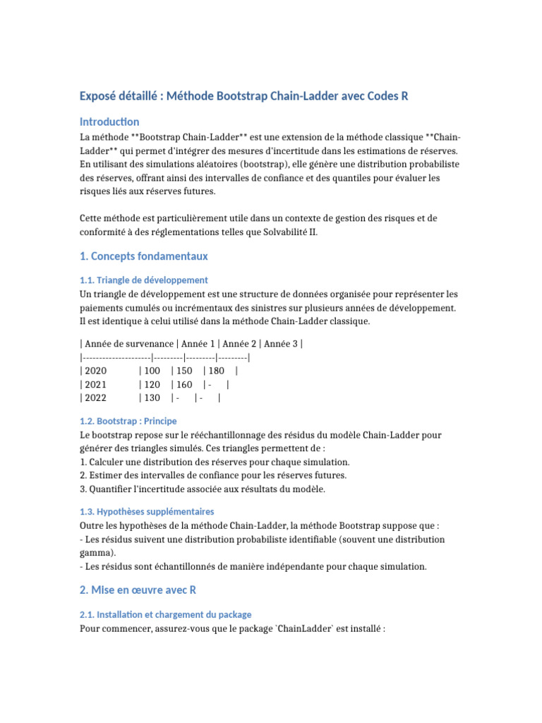 Bootstrap Chain-Ladder en R | PDF | Bootstrap (statistiques) | Loi de ...