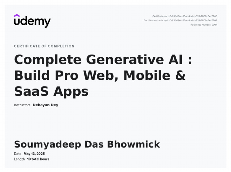 First Udemy Cetificate | PDF