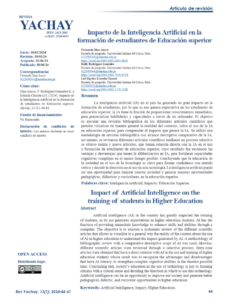 Vista de El Impacto de La Inteligencia Artificial en La Formación de ...