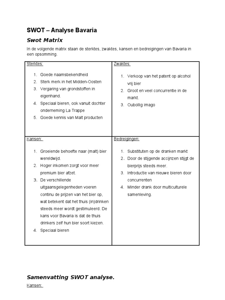 Swotanalyse Bavaria Pdf