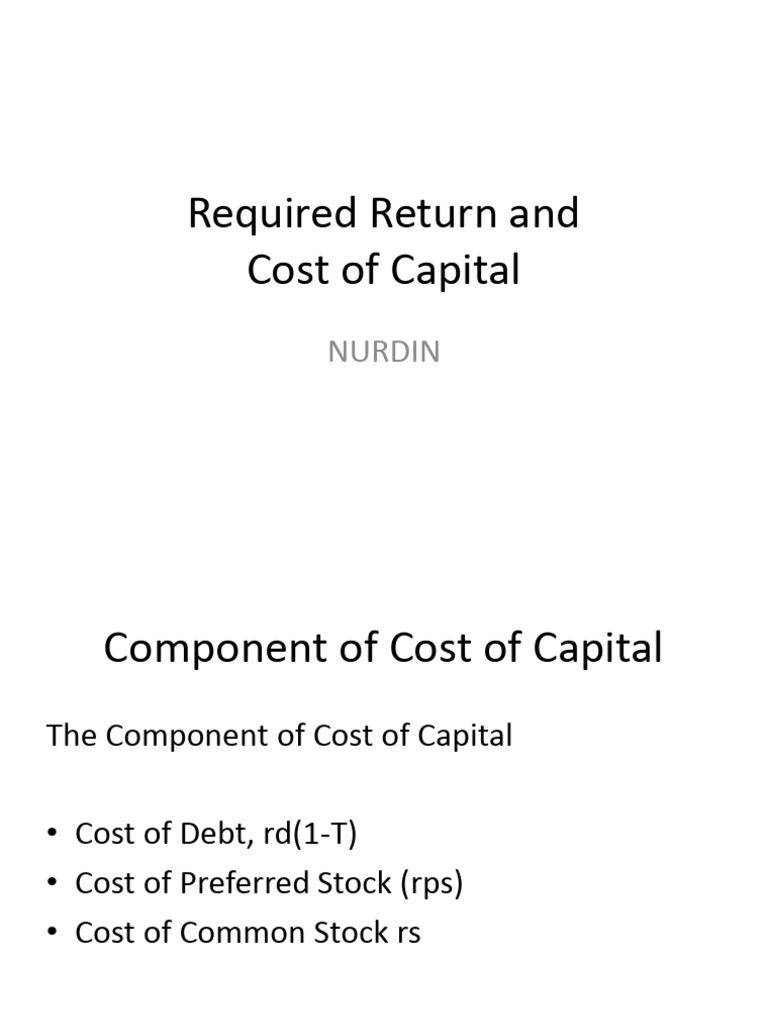 MKL P2 Required Return and The Cost of Capital | PDF | Capital Asset ...