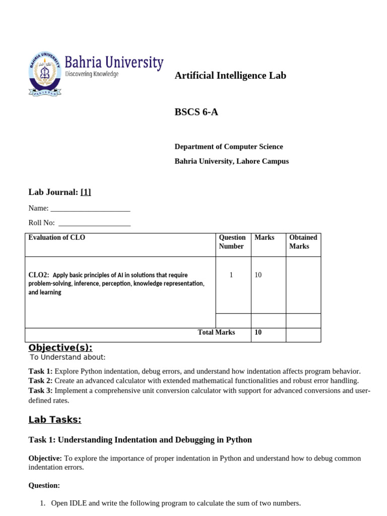 AI Lab 1 17102024 121720pm | PDF | Python (Programming Language ...