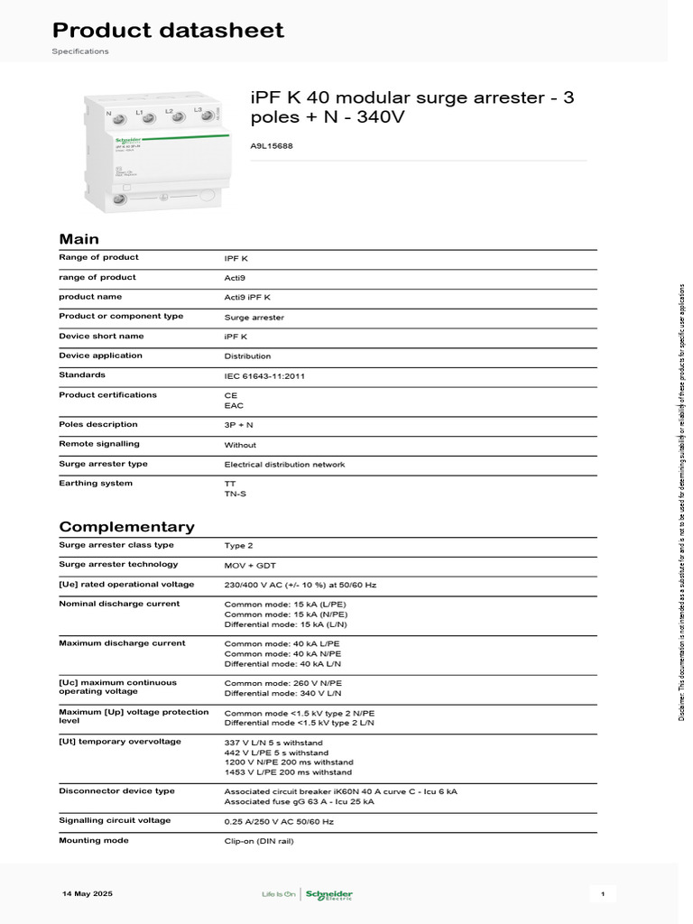Schneider Electric - iPF-iPRD - A9L15688 | PDF | Electricity | Computer ...