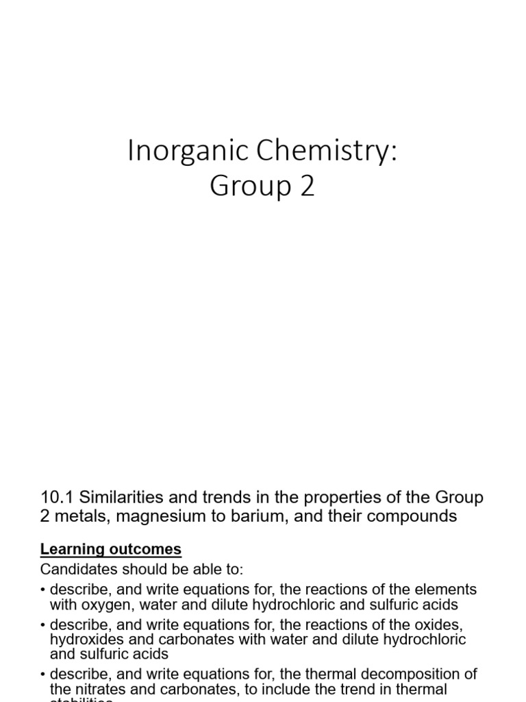 Inorganic Chemistry - Group 2 - 240710 - 174343 | PDF | Hydroxide ...