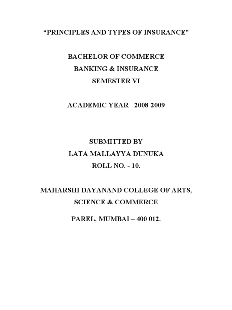 Principles of Insurance in Commerce | PDF | Vocational Education | Academia