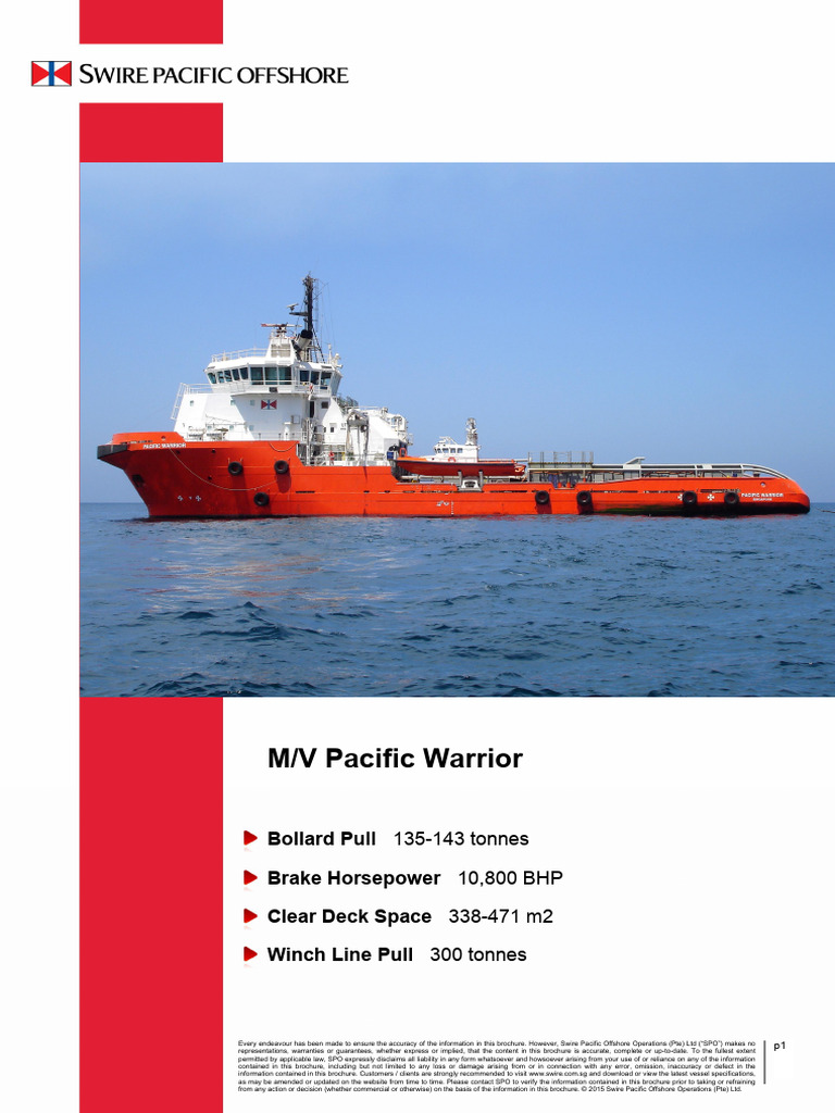 M/V Pacific Warrior Specifications Overview | PDF | Horsepower