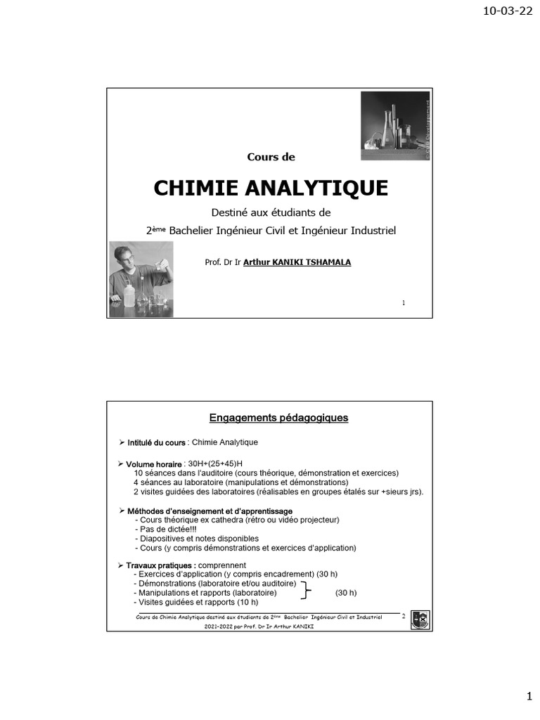 Cours de Chimie Analytique L2 PDF Chimie analytique Chimie — free download