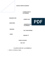 CLASIFICACIÓN DE LA EMPRESA